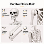 Yezi Halloween Skeleton Life Size 185cm Posable Joints Haunted House Patio White