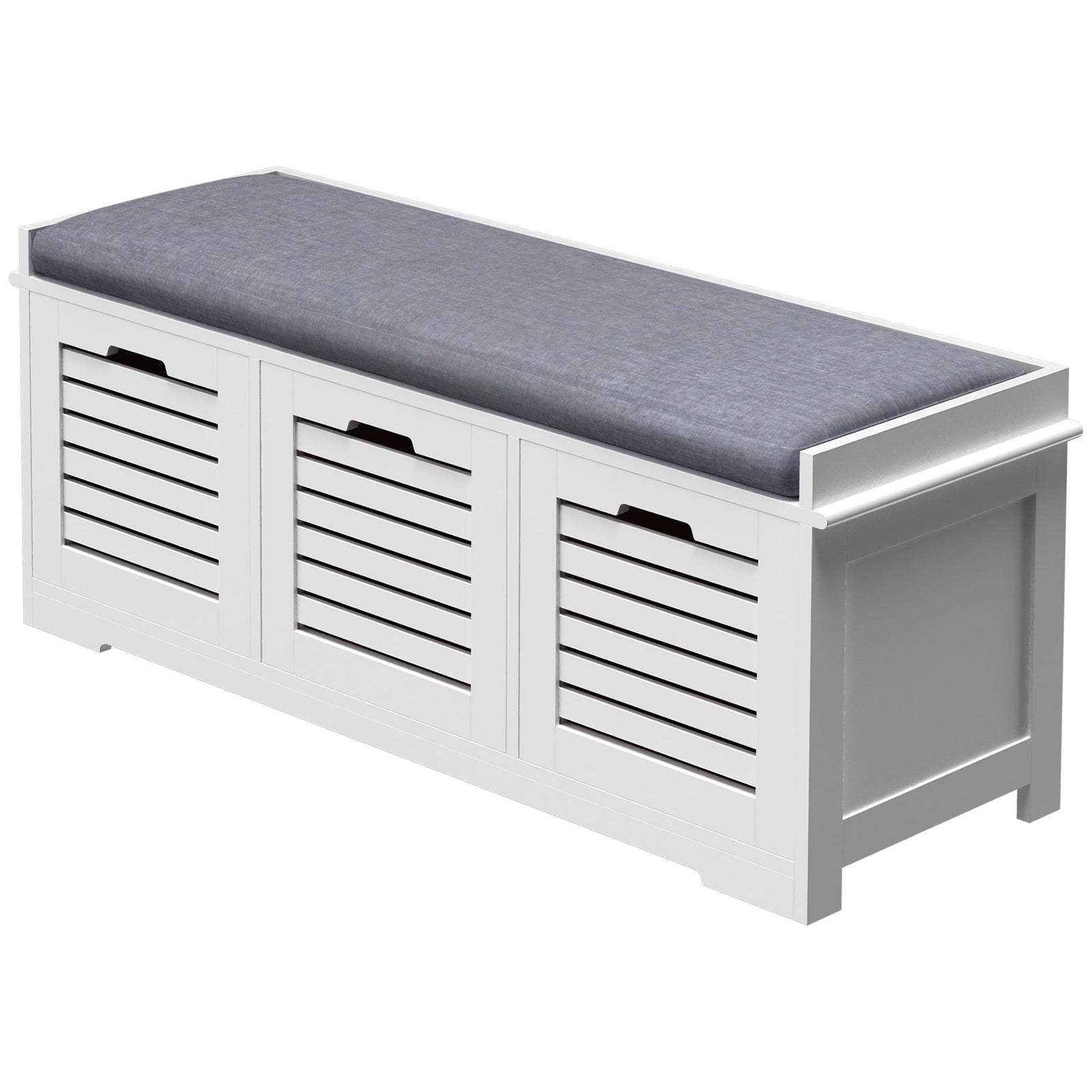 2/3 Door Shoe Storage Bench Cushion Seat Elevated Base | Large | Gray