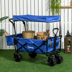Trolley Cart Storage Wagon With Handle, Canopy Black | Blue