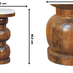 Marble Top Bulla Side Table, White and Brown | 8 | Brown