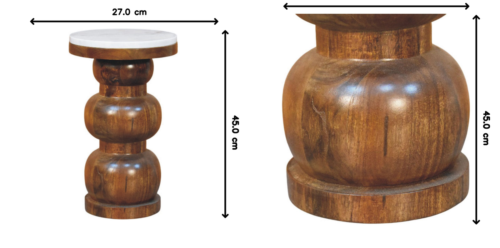 Marble Top Bulla Side Table, White and Brown | 8 | Brown