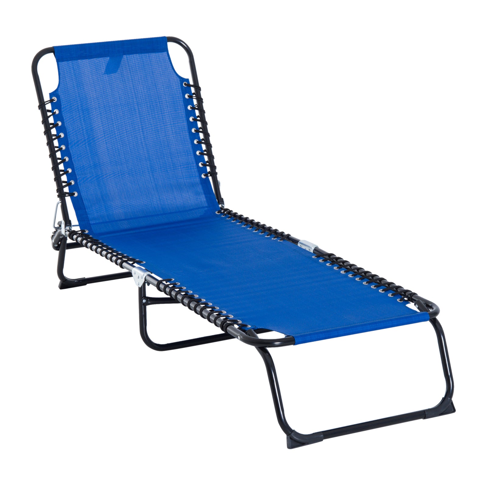 Foldable Beach Chaise Lounge 4 Adjustable Positions | Set of 1 | Navy Blue