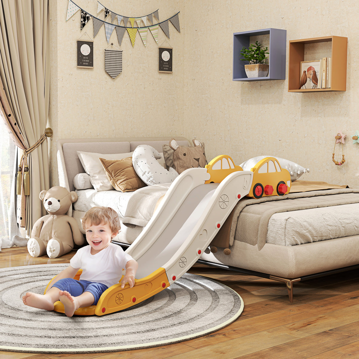 Kids Slide For Bed, Sofa, Easy To Assemble | Yellow