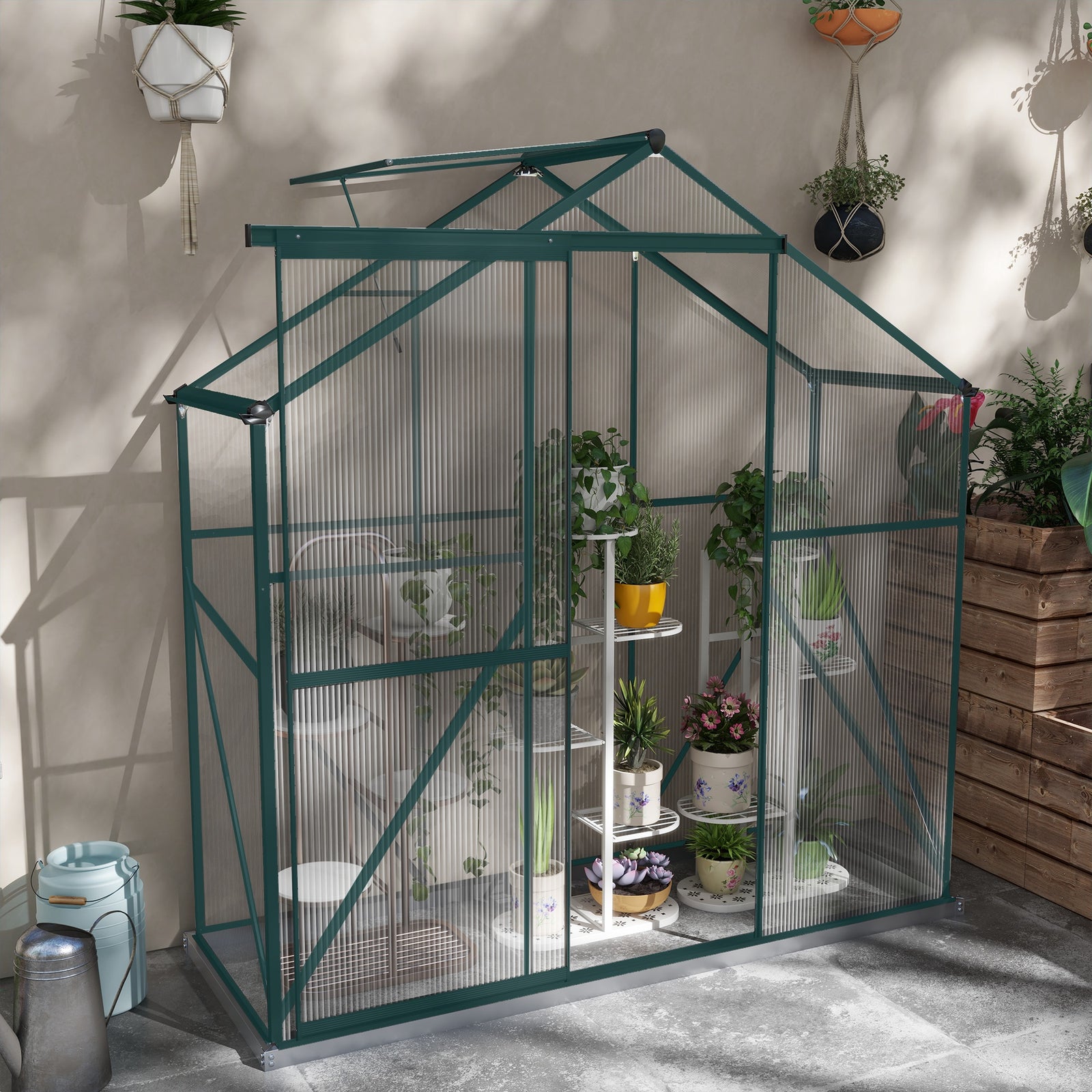 6x2.5ft Aluminium Polycarbonate Greenhouse | Green