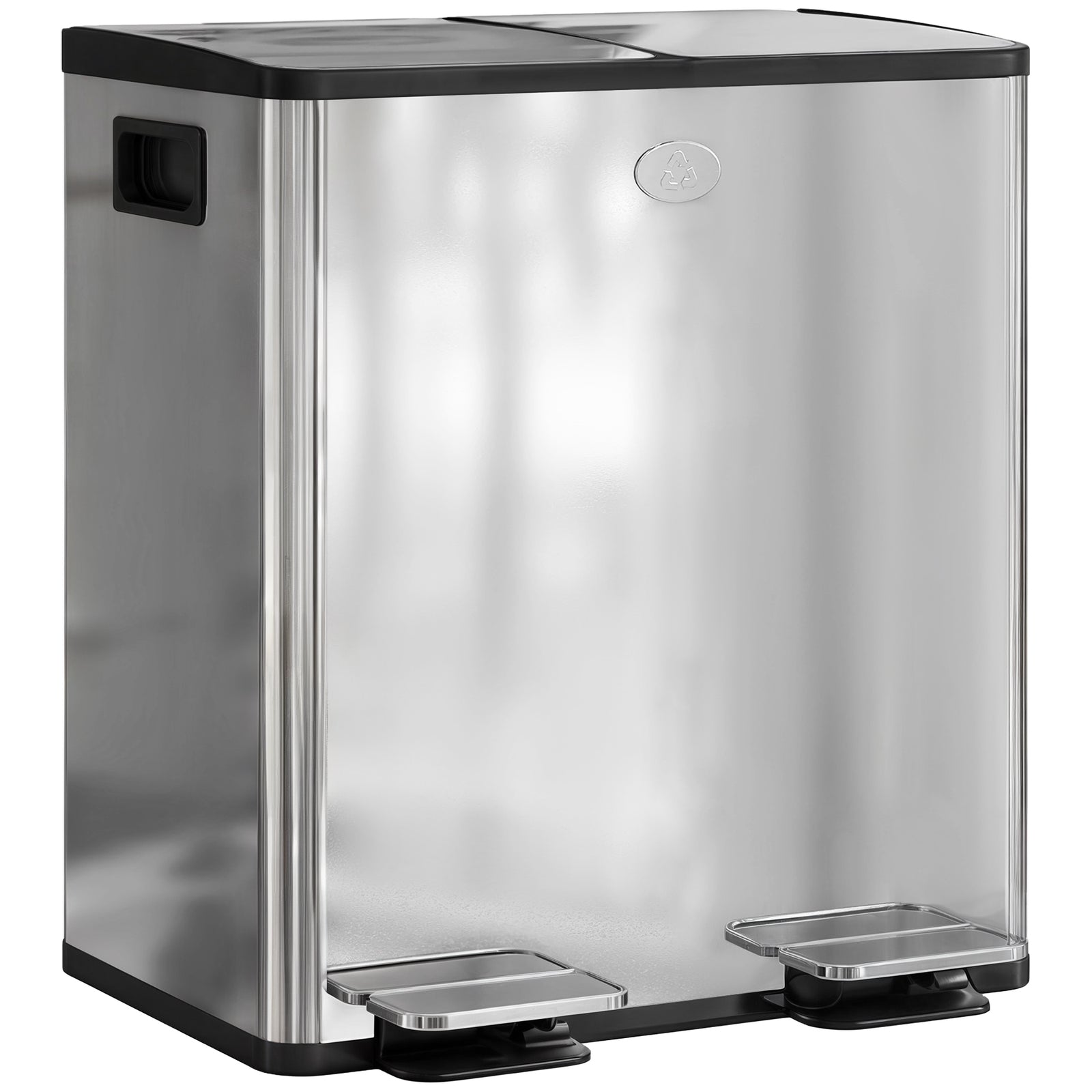 Dual Kitchen Bin Pedal Bin For Recycling And Waste, Silver Tone | L | Silver