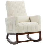 HOMCOM Rocking Chair For Adults, Lounge Rocker W/ Lumbar Pillow, Cream White