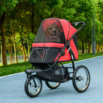 3 Wheel Pet Stroller, For Medium Small Dogs, Foldable Cat Pram | Red