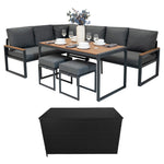 Aluminium Corner Sofa Set With Rattan Storage Box | Brown