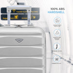 55x35x25cm Lightweight Suitcase - Cabin Carry On - Hard Shell - 4 Wheels Overhead Luggage | Cabin | Silver