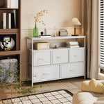 5-drawer Metal Frame Chest Of Drawers Storage Cabinet With Power Strip | White
