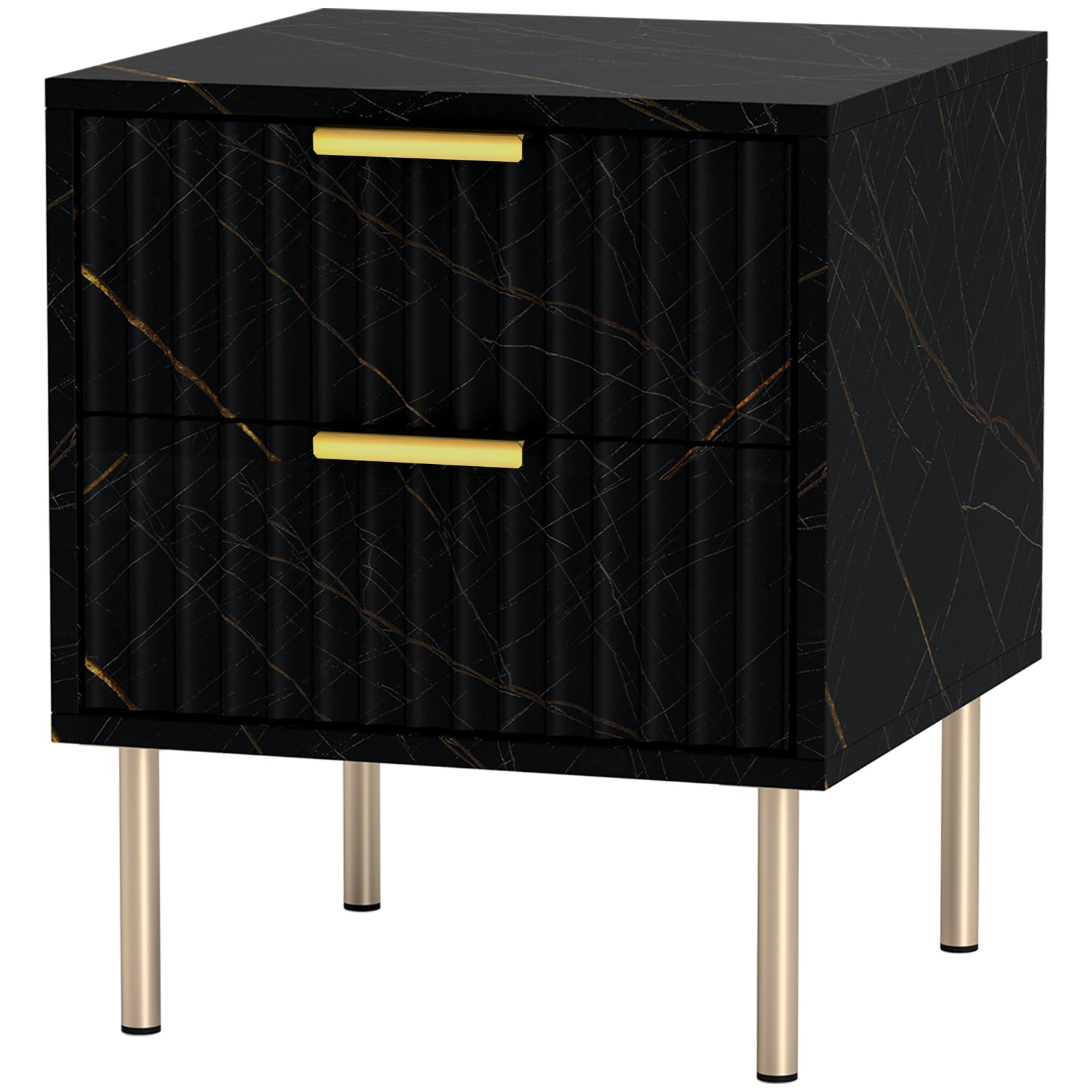 Bedside Table Bedside Cabinet With 2 Drawers For Bedroom | One Size | Black