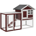 122cm Wooden Rabbit Hutch Bunny Cage Pet House With Tray Ladder Run | Brown