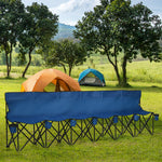 6 Seat Folding Bench Multi Deck Chair Cup Holder Camping | Blue