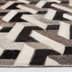Geometric Leather Rug, 90 X 150 Cm | 150cm x 95cm | Black & Grey