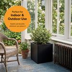 Nicoman Black Metal Cube Planter 50x50x50cm Galvanised Steel Outdoor & Indoor Plant Pot