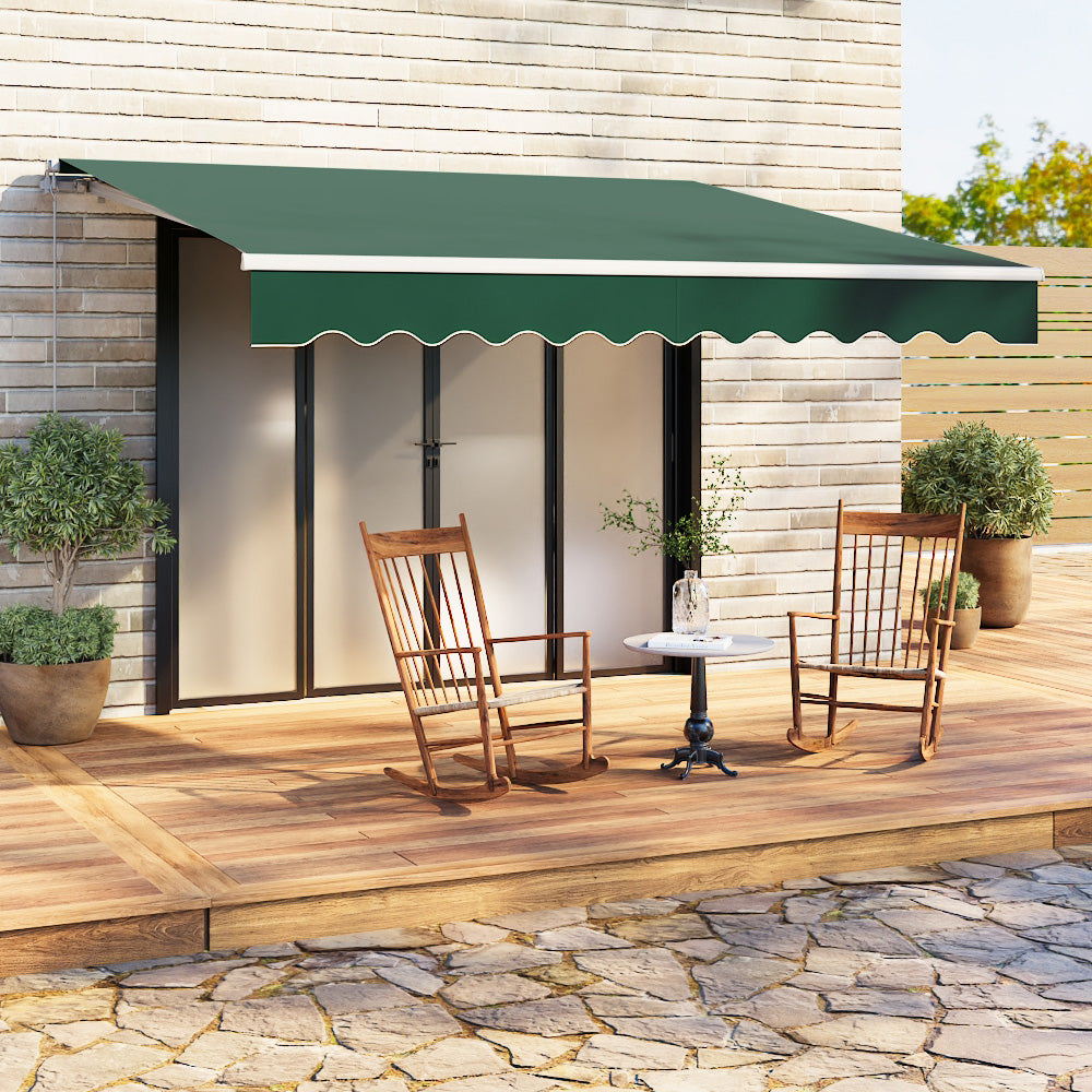350cm W X 300cm D Outdoor Retractable Patio Awning For Window And Door | One Size | Green