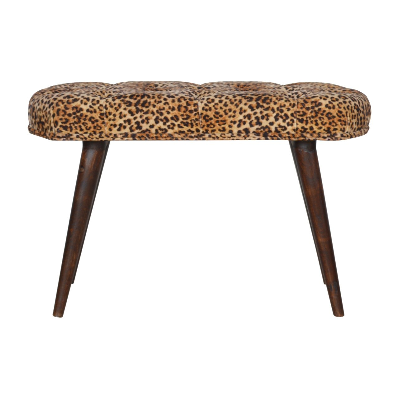 Solid Wood Leopard Print Deep Button Bench