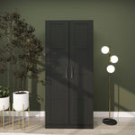 Wardrobe For Bedroom, Double Wardrobe With Hanging Rail | One Size | Black