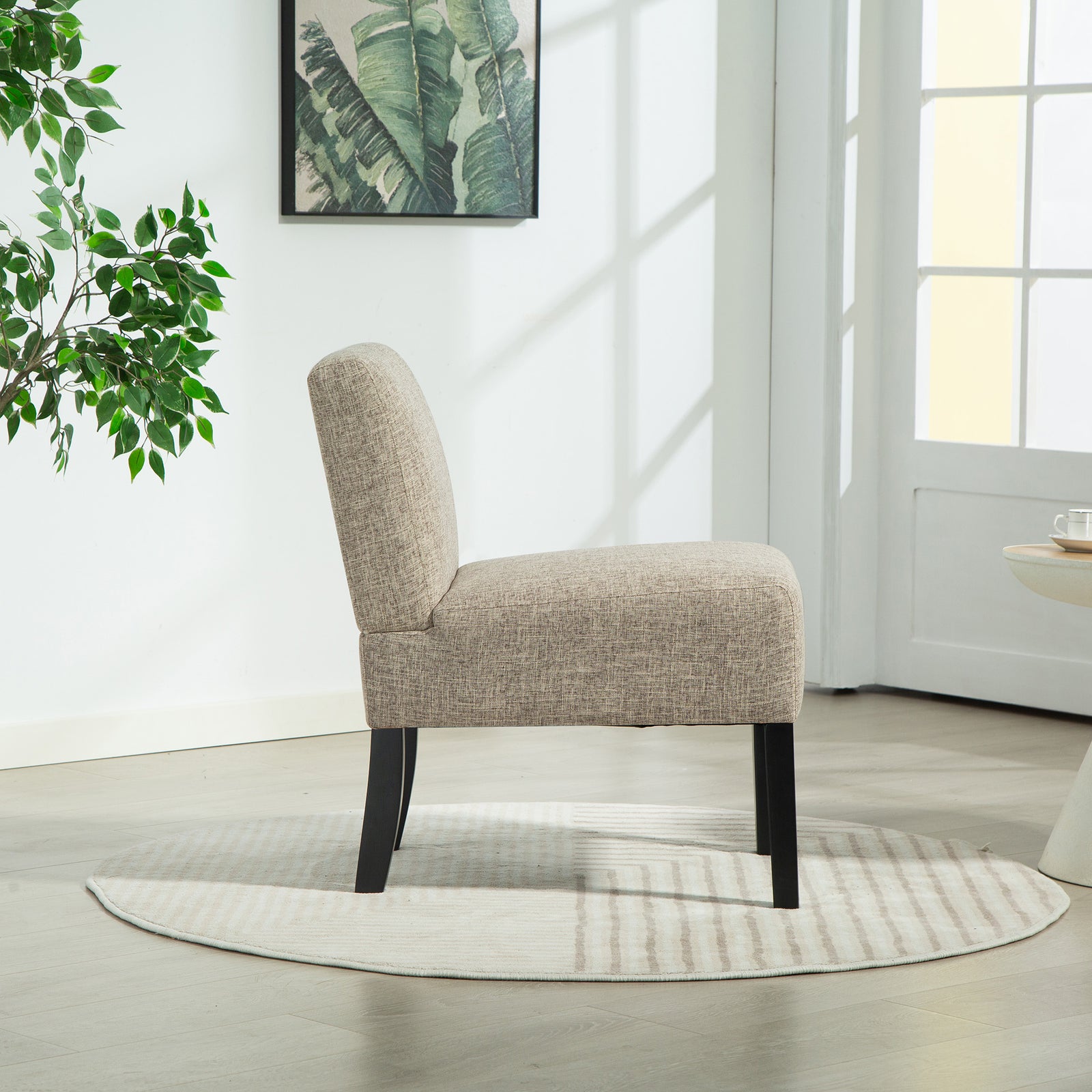 Elara Fabric Armless Accent Chair | Light Brown