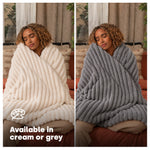 Ribbed Faux Fur Electric Heated Throw 10 Heat Settings