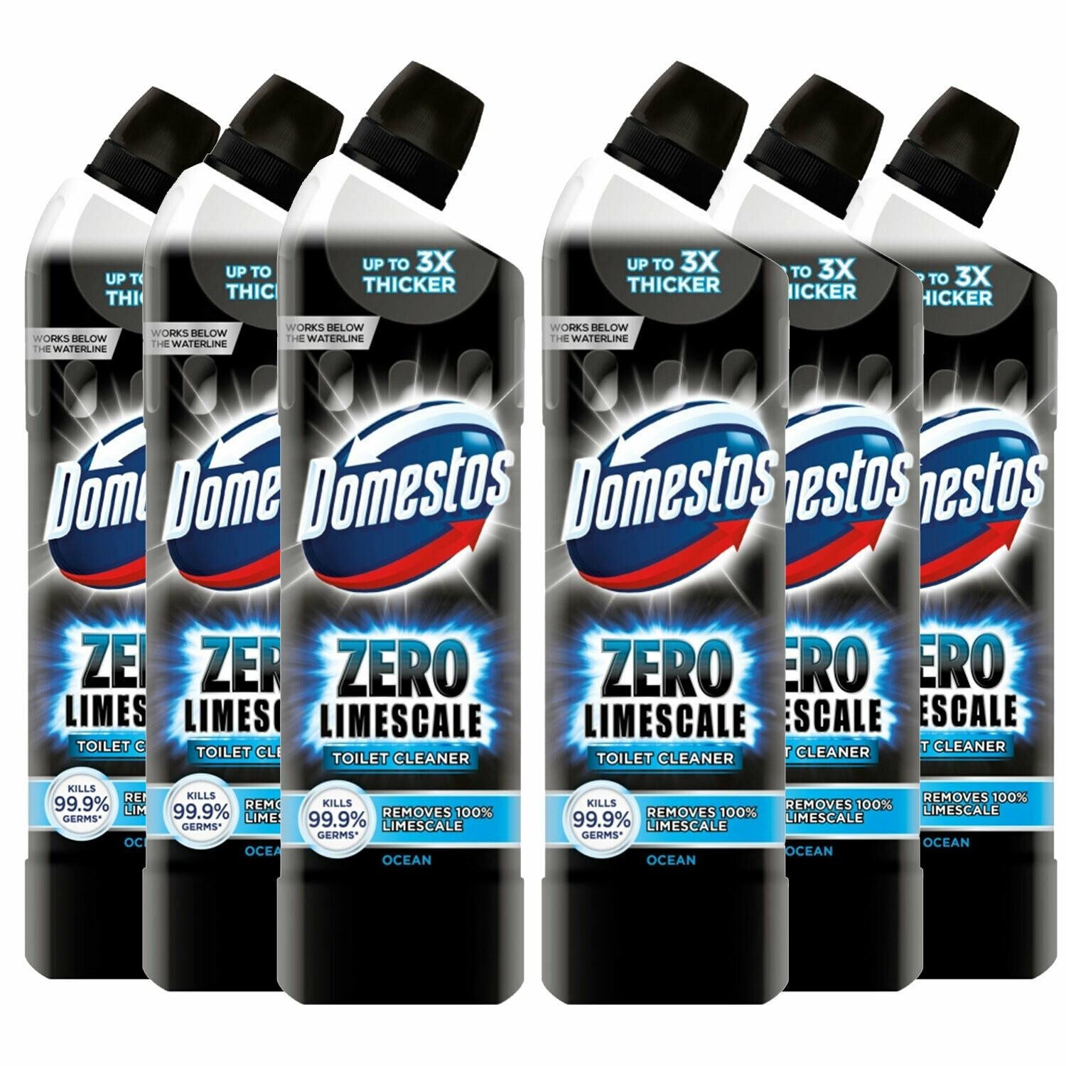 Zero Limescale Ocean Antibacterial Toilet Gel, 750ml, 6pk