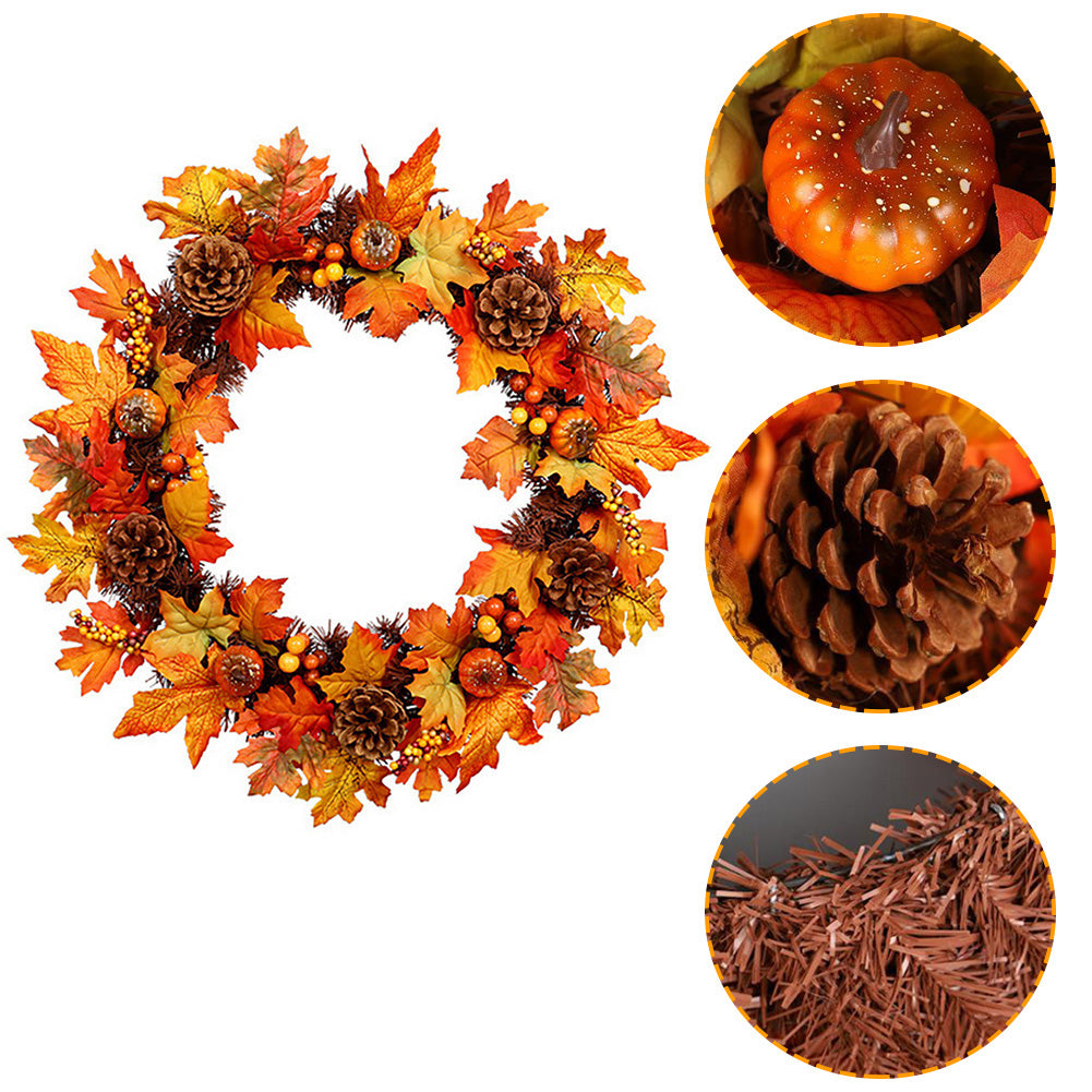 Artificial Maple Leaf Wreath Outdoor Decoration For Halloween