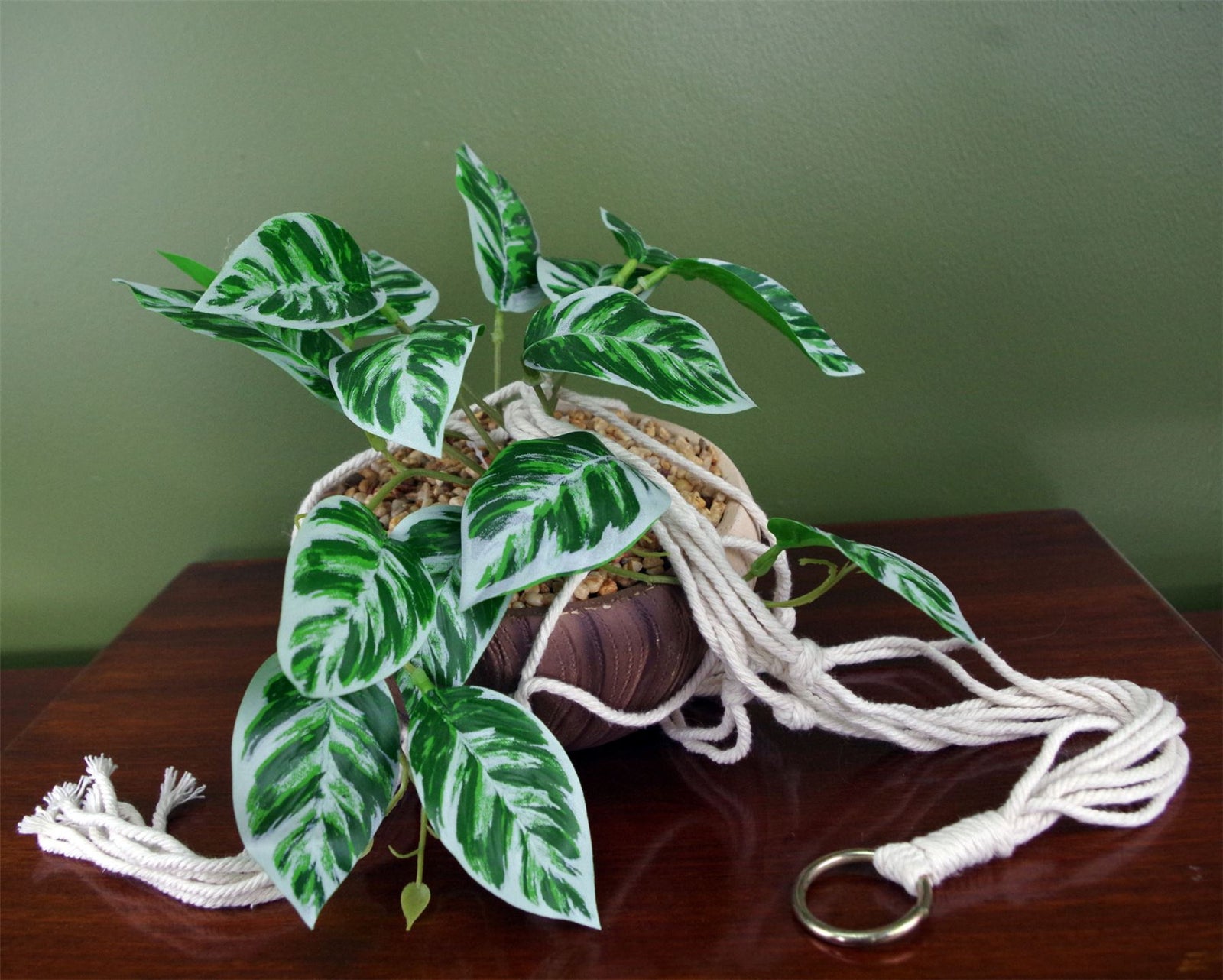 85cm Hanging Artificial Potted Pothos Plant With Planter