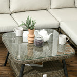 5 Pcs Rattan Corner Sofa W/ Glass Table