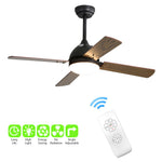 Modern Ceiling Fan Light With Remote, Natural Wood Blades, Led Lighting & Sleep Timer | 4 Blades