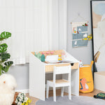 Two-piece Kids Desk And Chair Set Children Study Table W/ Storage