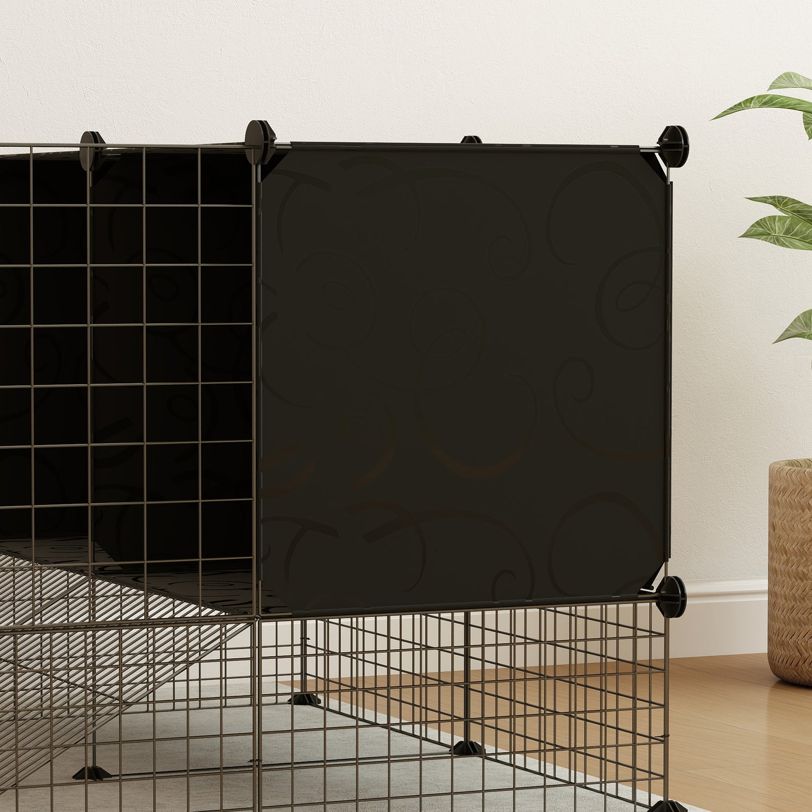 Pawhut Diy Small Animal Cage W/ Elevated Huts For Guinea Pigs, Rabbits