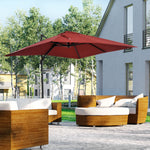 Square Cantilever Roma Parasol W/ 360° Crank & Base | Red