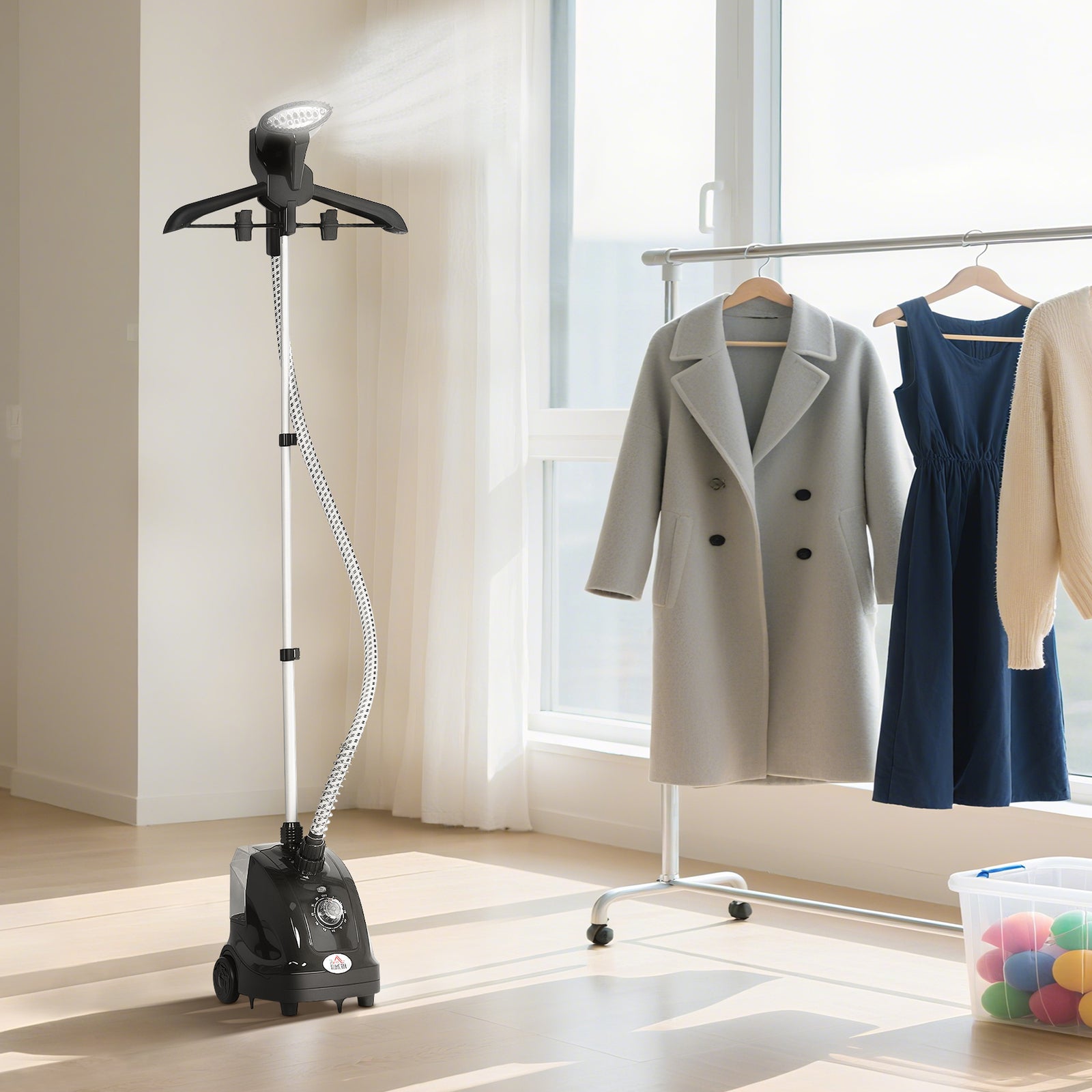 HOMCOM Clothes Steamer With Adjustable Pole 41-110 Cm Black