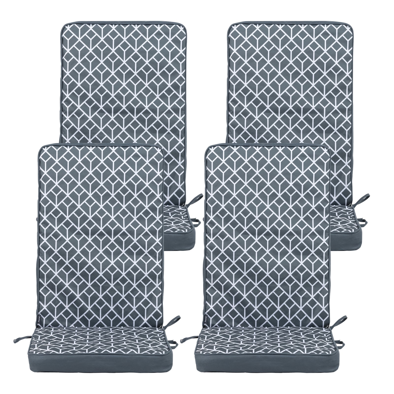 Outdoor High Back Seat Cushion Set Of 4 Deck Stripe