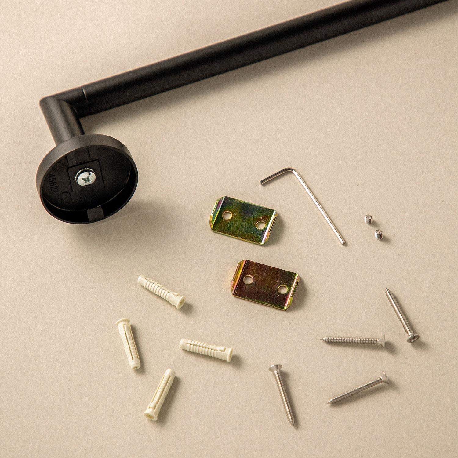 Towel Rail, Matt Black, 60cm, Hidden Fixings,start Collection