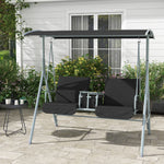 2 Seater Garden Swing Chair W/ Canopy, Drink Tray & Bag