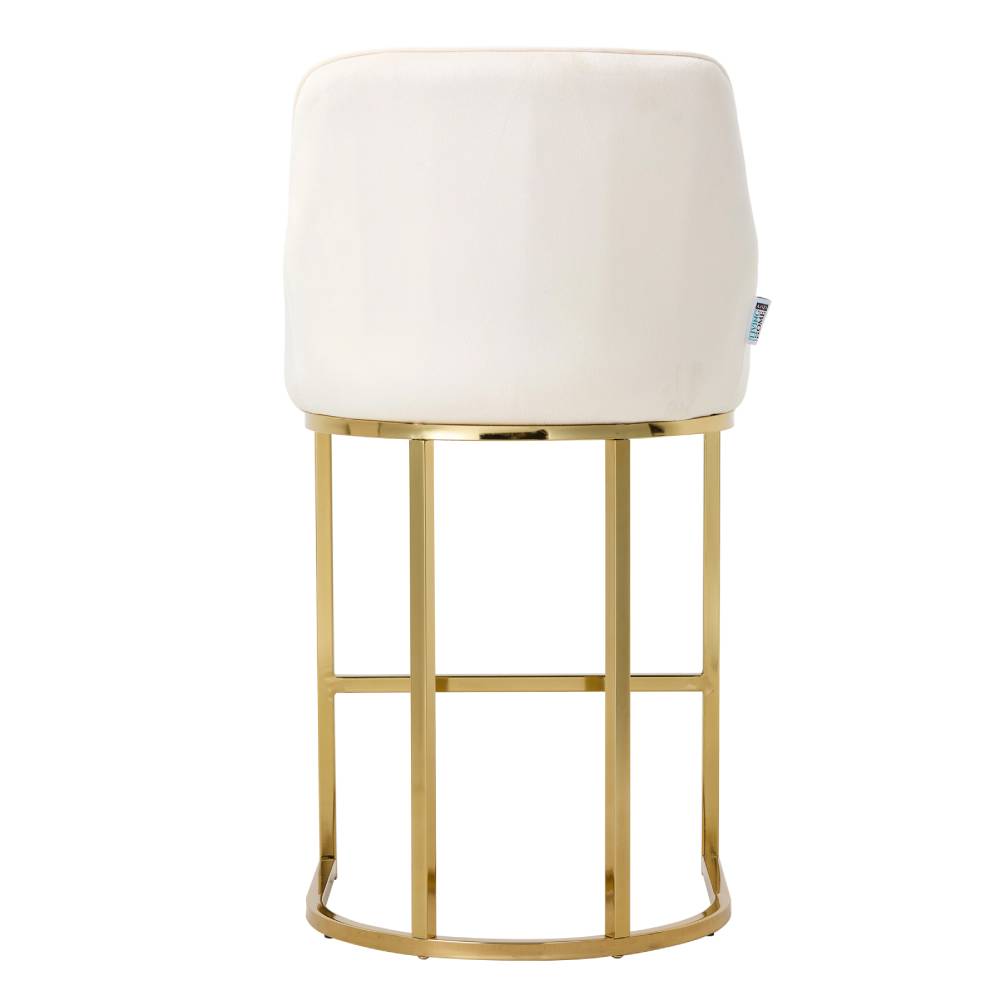 Modern Velvet Upholstered Bar Stools With Metal Legs, Set Of 2 – Contemporary Design, Comfortable Padded Seat, And Anti-slip Base | White