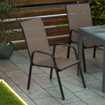Set Of 4 Garden Dining Chairs High Back