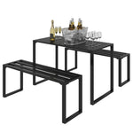 3 Pieces Picnic Bench Set With Table And Benches, Black