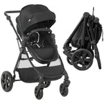 2 In 1 Pushchair Stroller W/ Reversible Seat Single Hand Foldable | Black