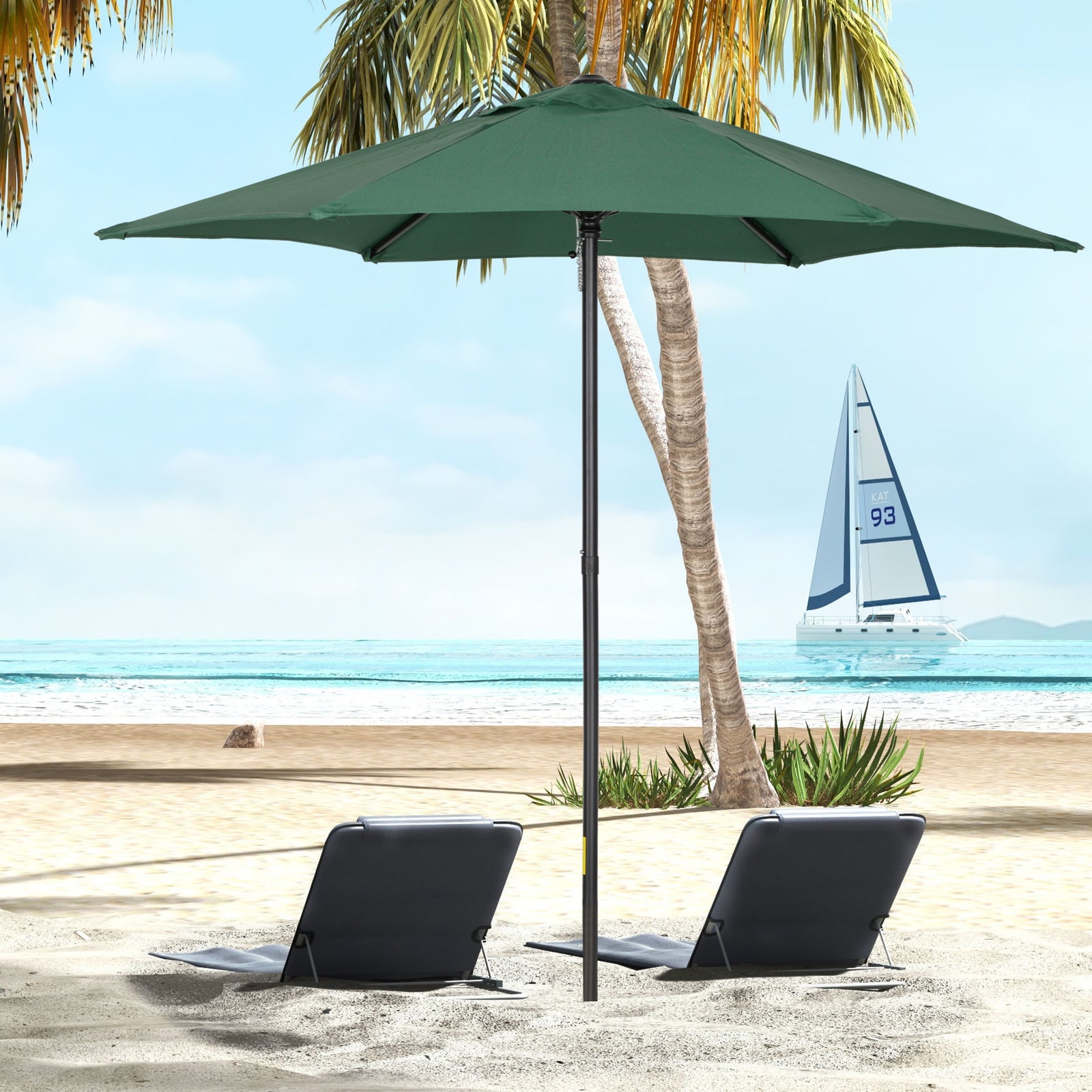 2m Parasol Patio Umbrella With 6 Ribs | Green