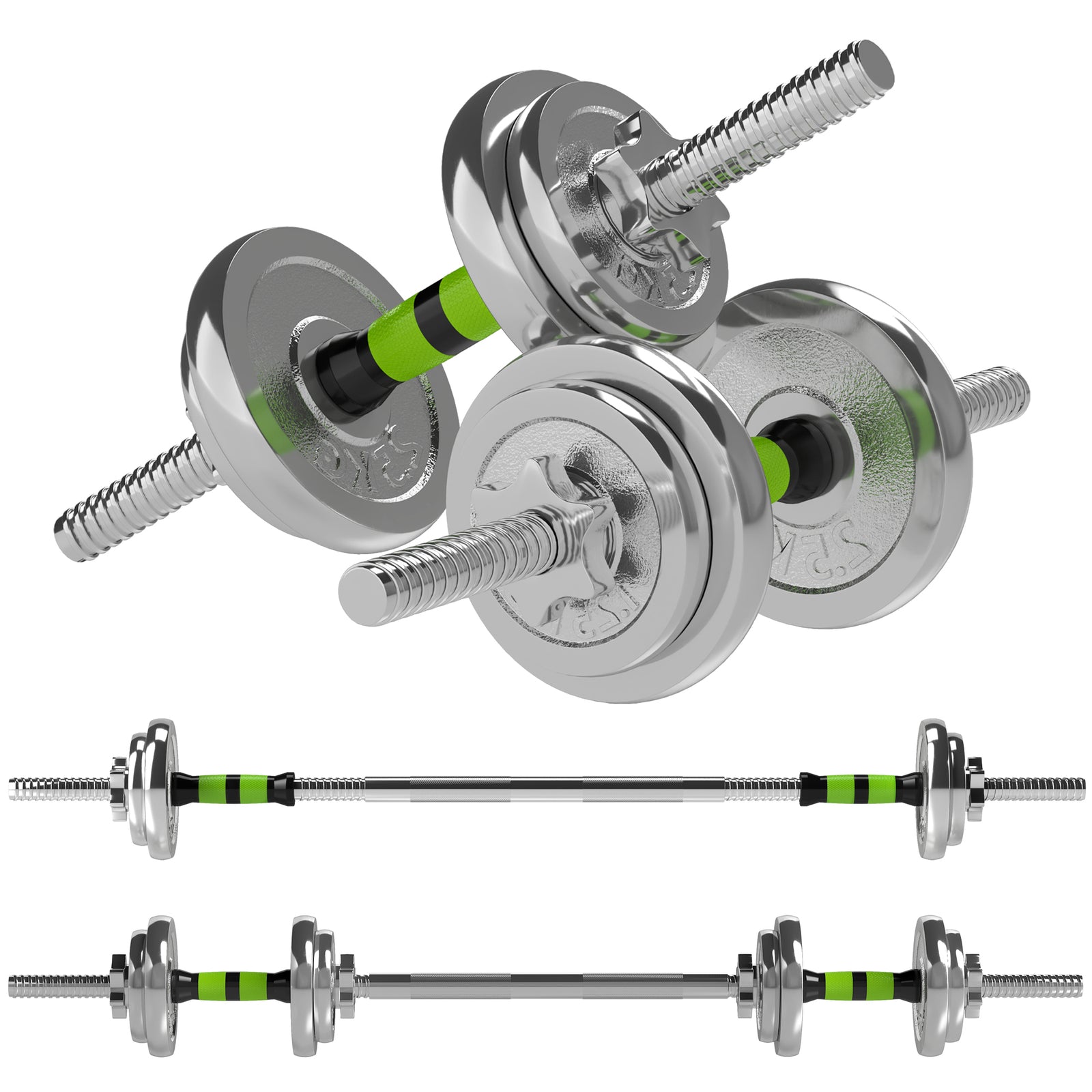 20kg Adjustable Weight Dumbbell Set, 2in1 W/ Non-slip Handle
