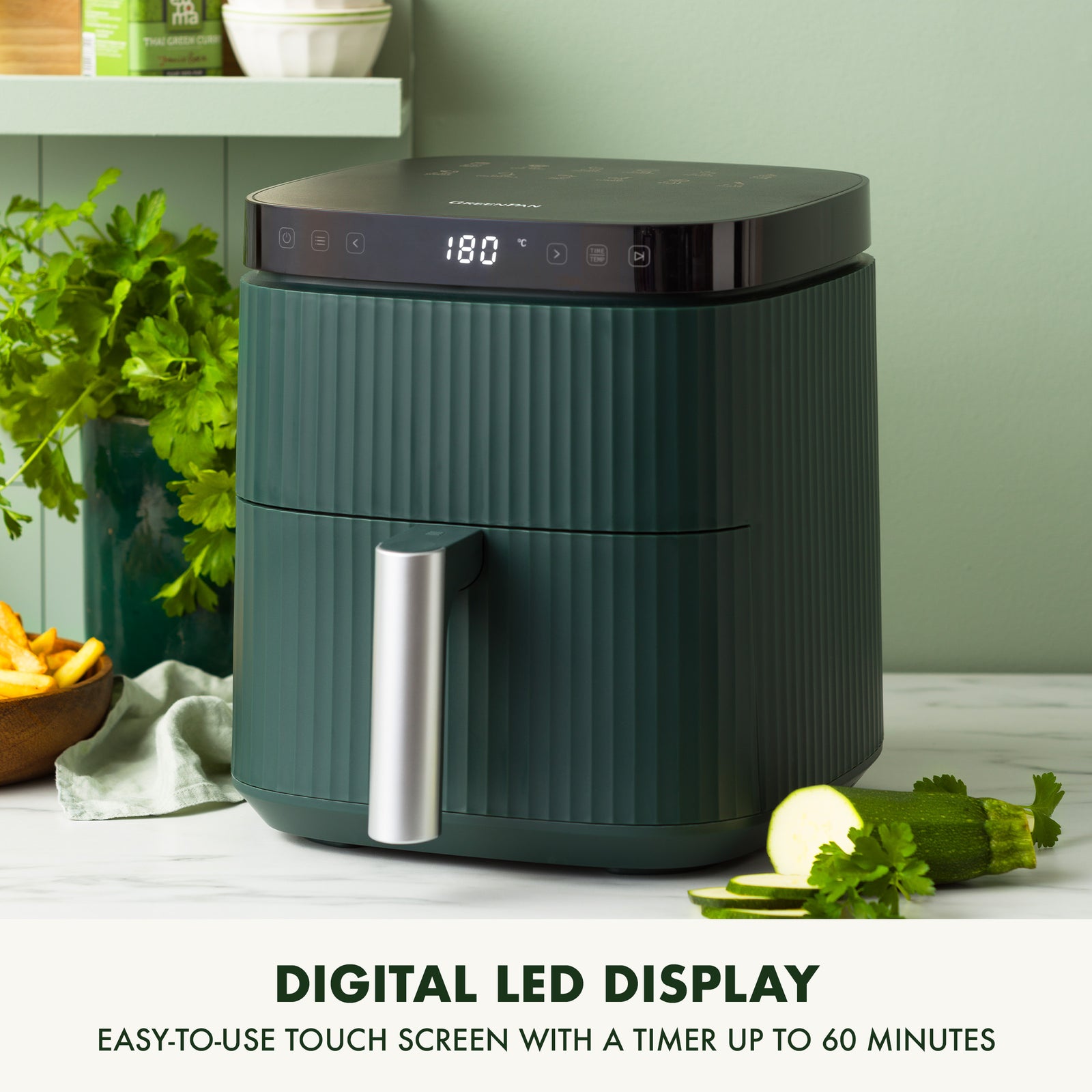 Silhouette Xl Air Fryer With 5l Capacity, Pfas-free Non-stick Coating | Green