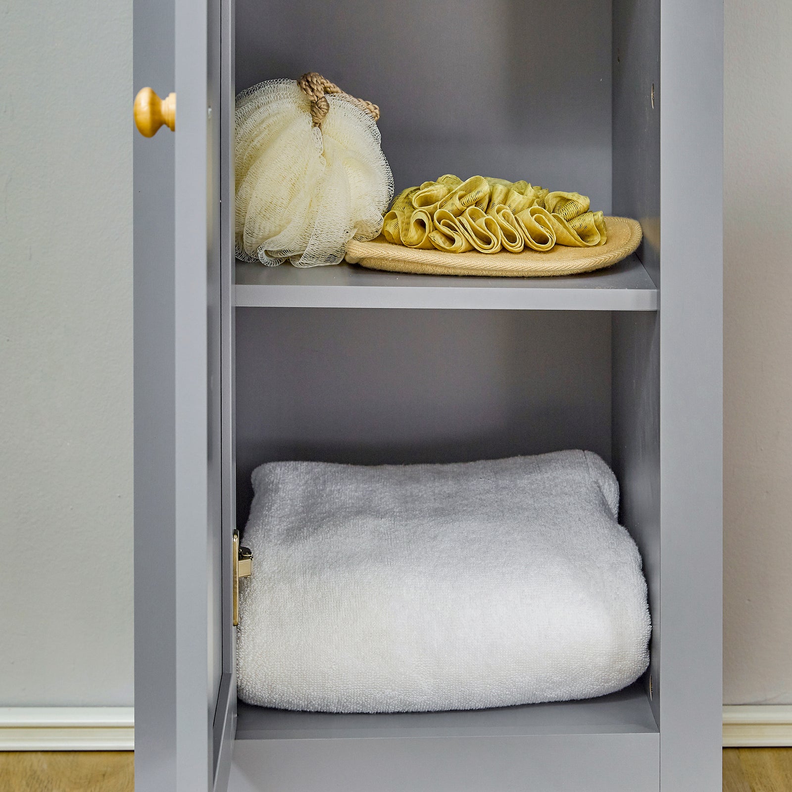 Bathroom Floor Tall Cabinet Storage Unit Adjustable Shelf