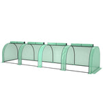 Tunnel Greenhouse Steel Frame For Garden W/ Zipper Doors | Green