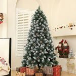 5/6/7ft Artificial Pine Christmas Tree With Pinecones, Steel Base | 6ft | Green