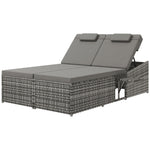 2-person Rattan Daybed Lounger Garden Recline Chair