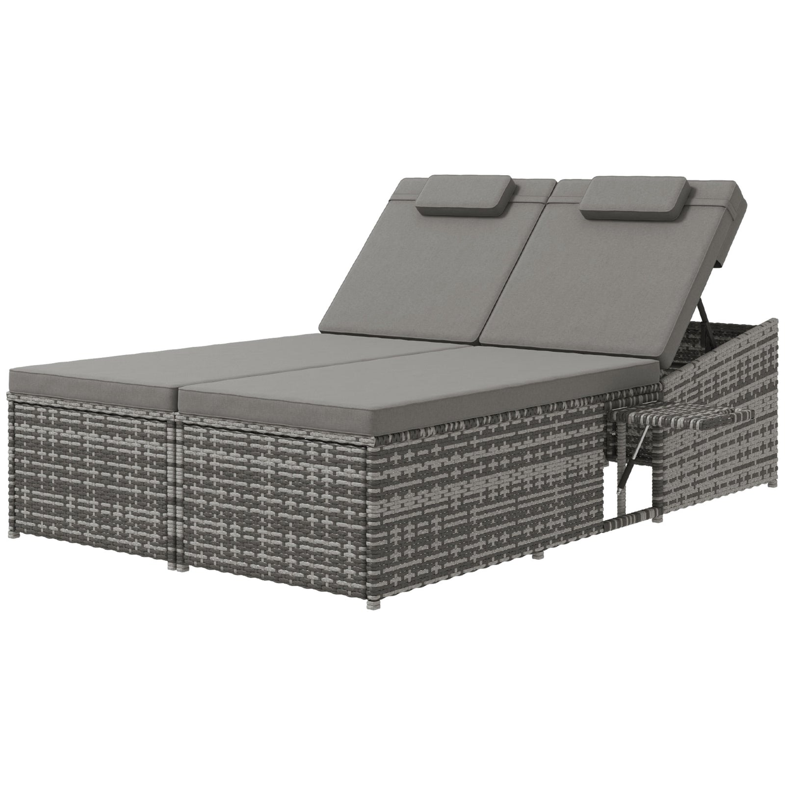 2-person Rattan Daybed Lounger Garden Recline Chair