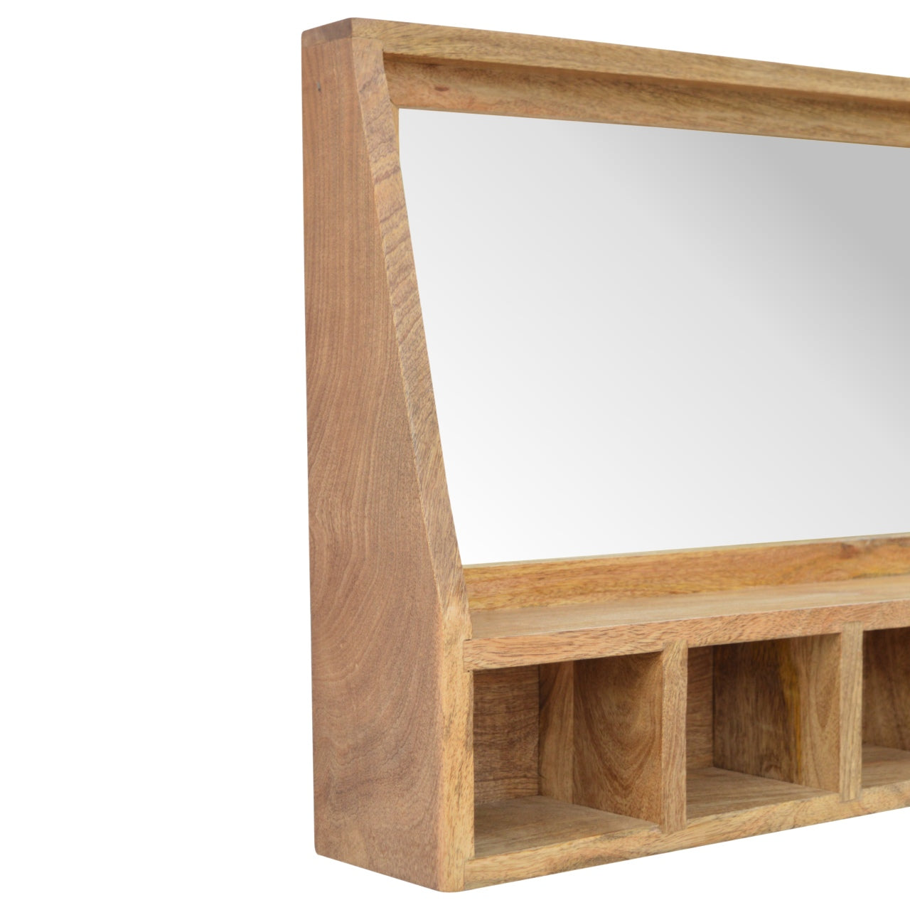 Solid Wood 5 Slot Floating Unit With Mirror
