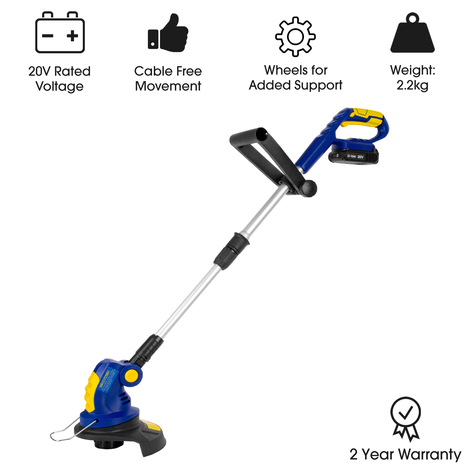 Cordless Grass Strimmer 20v  Rechargeable Garden Grass Trimmer With 1 Spool, Battery And Charger Included